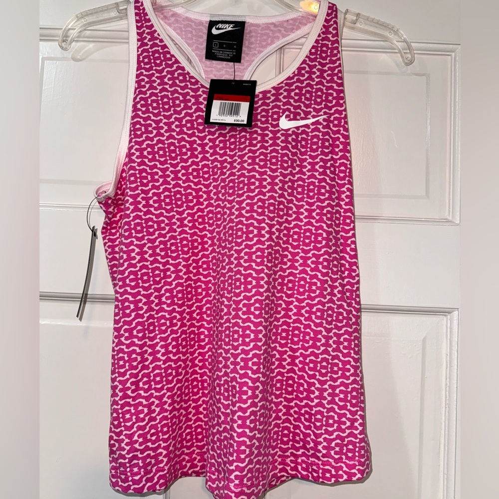 NWT Nike Girls Tank Top Pink/White Size Large Standard Fit CI4876-686